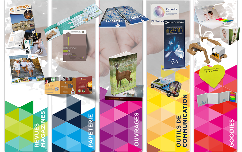 Revues et magazines, papeterie, ouvrages, outils de communication, goodies